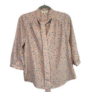 Monteau Floral Print Pink Tie Front Blouse